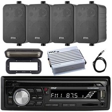Pyle Bluetooth Marine Radio MP3/USB Cover, Amp, 4x Box Speakers, Antenna