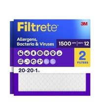 HOT SALE 2 Pack Filtrete 20x20x1 HVAC Furnace Air Filter, MPR 1500 MERV 12