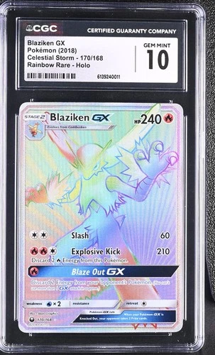 Pokemon Blaziken GX 170/168 Ultra Rare Celestial Storm - CGC 10