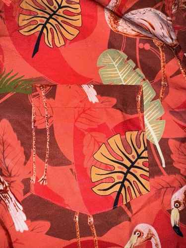 Tunevuse Hemd Herren Large Kurzarm Hawaii Flamingo Knopfleiste Neu ohne Etikett! - Bild 2 von 4