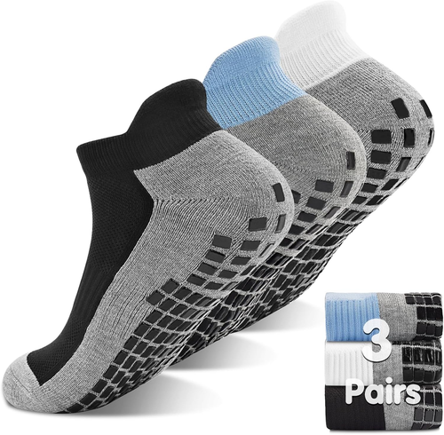 GRPSKCOS Mens Non Slip Socks 3 Pairs Size 6-12 Non Skid Sticky Grip Thick Pilate - Picture 11 of 12