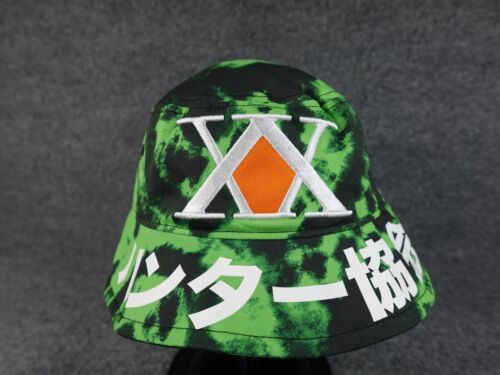 Hunter X Hunter Bucket Hat Black And Green Tie-dye Japanese Anime Embroidered