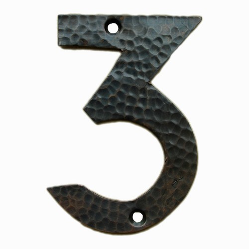 Solid Copper House Numbers - Hand Cut, Hammered, Arts & Crafts Style, 4" High - Picture 1 of 30