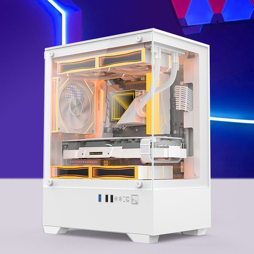 270 Degree Transparent Glass Computer Case PC Tower For M-ATX ITX Motherboard - Afbeelding 10 van 14