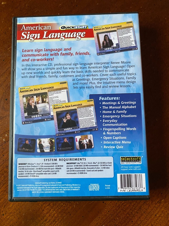 American Sign Language - QuickStart - 2011, Used, Very Good Cond, CD-Rom - Image 2 of 4