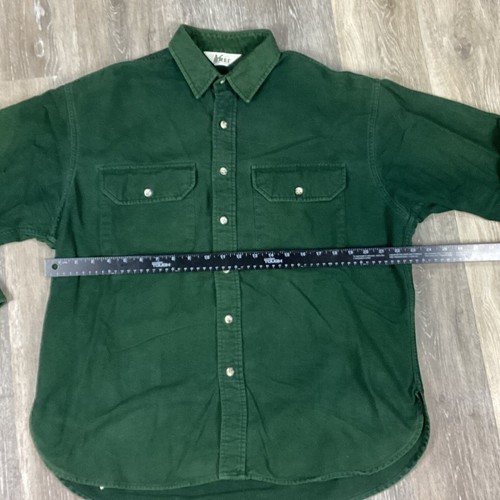 REI Camp Flannel Shirt Men 2XL ? Vtg Green Button Cabin Outdoor Gorpcore Hike - Imagen 11 de 14