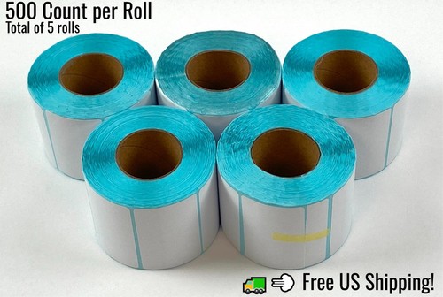Self Adhesive Label Sticker Blank White Thermal Roll Sticky Lot of 5 - Picture 1 of 3