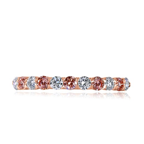Bracelet de mariage rond diamant cultivé en laboratoire 0,75 ctw or rose 14 carats (11 pierres) - Photo 8 sur 10
