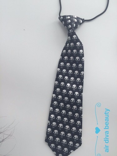 Boy Kid Baby Halloween Party Skull Skeleton Bone Scary Tie Elastic band Necktie - Picture 13 of 16