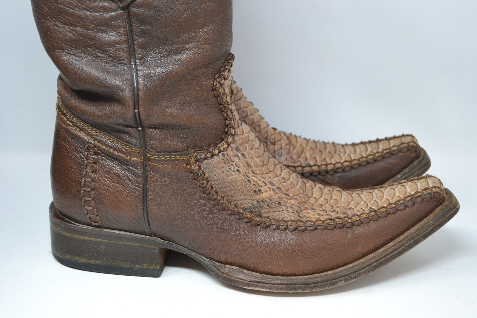 Python Cowboy Western Boots Handmade Leather Cuad… - image 2