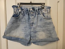 Almost Famous Paper Bag Cinch Elastic High Waist Denim Shorts XL