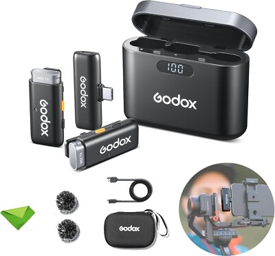 Godox WES2 Kit2 656ft Wireless Lavalier Microphone for Type-C Android Smartphone