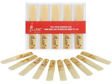 10 Bb Clarinet Reeds Strength 1.5 with Plastic Box Unfiled Cut