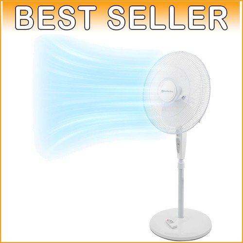 18'' Remote Control Oscillating Fan - Adjustable Height & 3 Speeds, Quiet Coo...