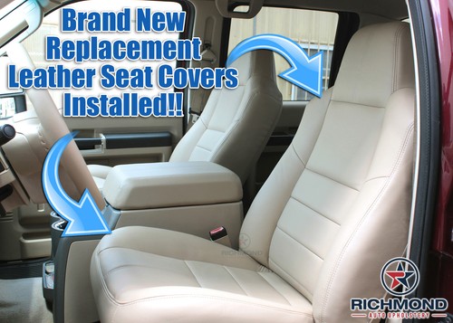 08-10 F250 F350 Lariat - Fundas completas de asiento de cuero de repuesto para el lado del conductor bronceadas - Imagen 9 de 11