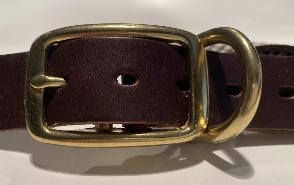 Collar de cuerda de cuero y gris de AKC para perro de gran tamaño broche de latón Foto 3 de 4