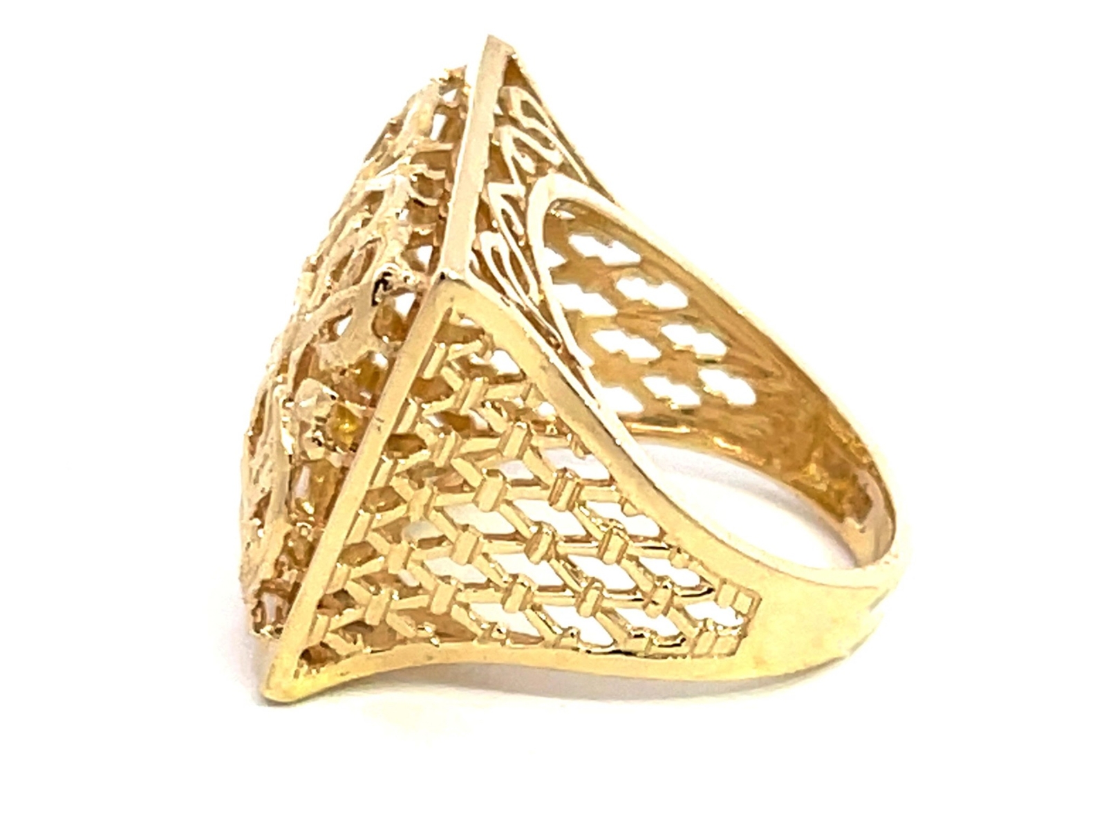 Large Rectangular Scroll Cutout Ring in 14k Yello… - image 6