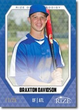 BRAXTON DAVIDSON 2014 Rize Rookie Emerald BLUE Paragon PRODIGY BRAVES RC #/25