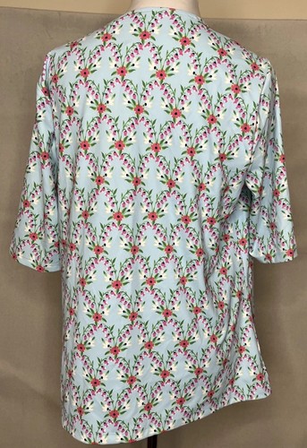 Camisa Ann Taylor Top Sobre Cuello Floral Refinada Elástica Azul Nueva Talla Grande - Imagen 6 de 12