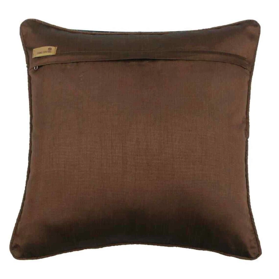 Decorative Pillow Cover Brown 16"x16", Square Satin Abstract - Into The Woods - Image 4 of 4