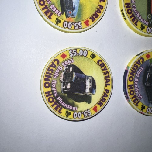 $5Crystal Park Obsolete CasinoChips Caddy,Porsche,Packard,Bentley,Rolls,Mec-8PCS - Picture 11 of 13