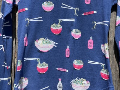 Munki Munki Nite Nite Pajama Top Ramen Noodles Chopsticks Rooster Sauce~XS