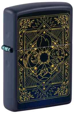 Zippo 48958,  Elements Design, Navy Blue Matte Finish Lighter, NEW