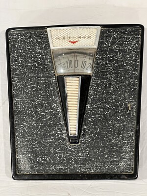 VTG Detecto Atomic Mid Century Bathroom Scale USA Black & Chrome Metal Working
