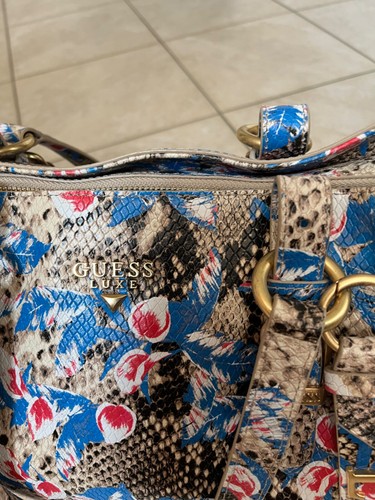 Guess Luxe Leder Handasche Shopper blau - bunt Neuwertig - Bild 6 von 12