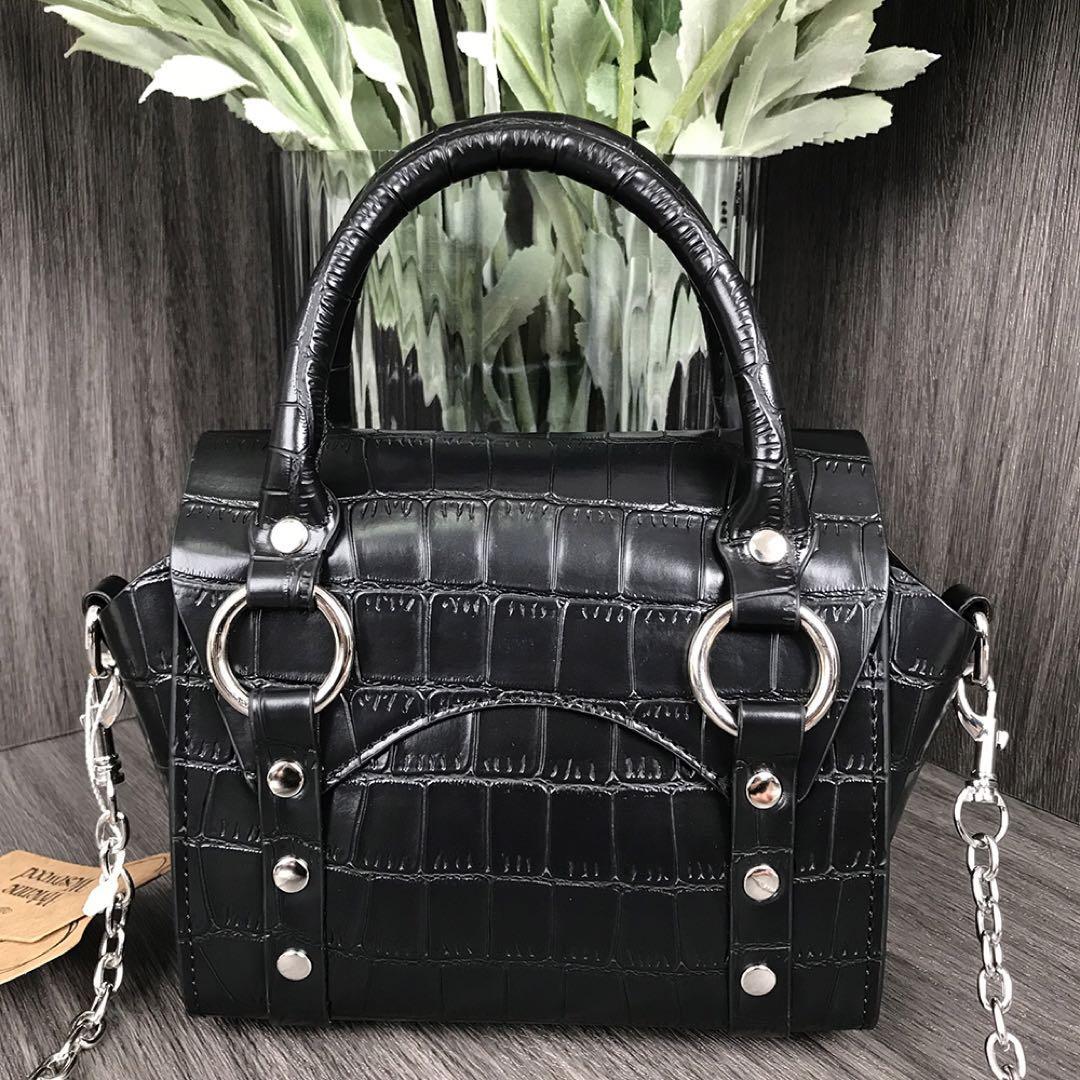 Vivienne Westwood BETTY croco mini shoulder bag leather black 