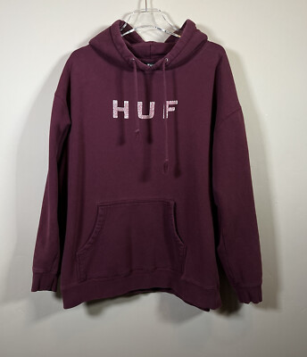 Huf Original Logo Hoodie Huf Original Logo Hoodie Mens XL Maroon