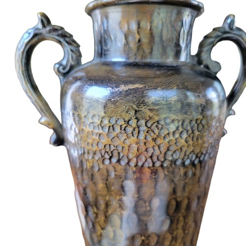 Vintage Urn Hammered Bronze Vase with Handles Dapples Made in India 8.75" Height - Picture 14 of 23