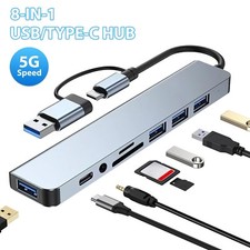 7/8 Port USB-C Hub Adapter - 5G Speed Multi Expander for PC, Laptop MacBook