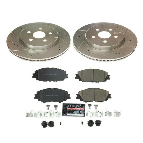 PowerStop Z23 Front Slotted Rotor & Brake Pad Kit for 2019-2023 Lexus UX250H - Foto 2 di 9
