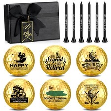 6 Pack Funny Retirement Gifts Golf Balls Set with 6 Pack Golf Tees for Men Hu...