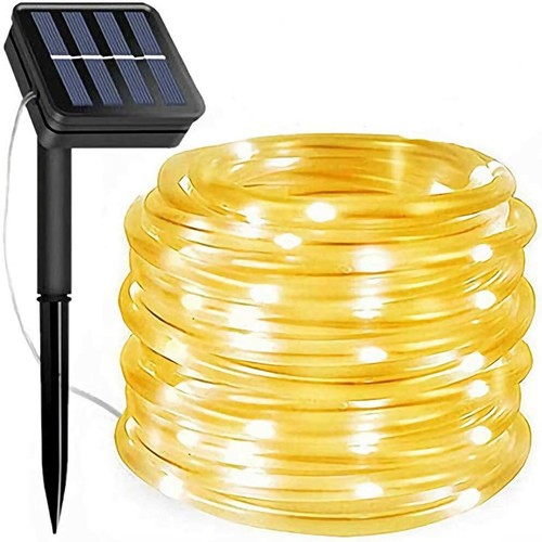 Xmas Solar 100 LED Rope Tube Fairy String Lights Strip Waterproof Outdoor Garden - Picture 3 of 12