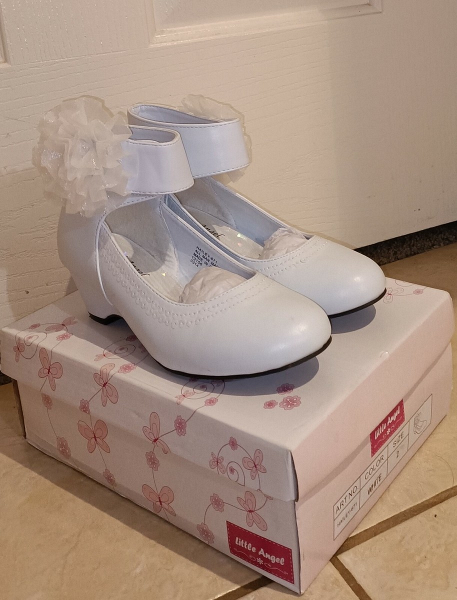 KIDS GIRLS WHITE SHOES USA-SZ FORMAL AS NEW WEDDING FIRST