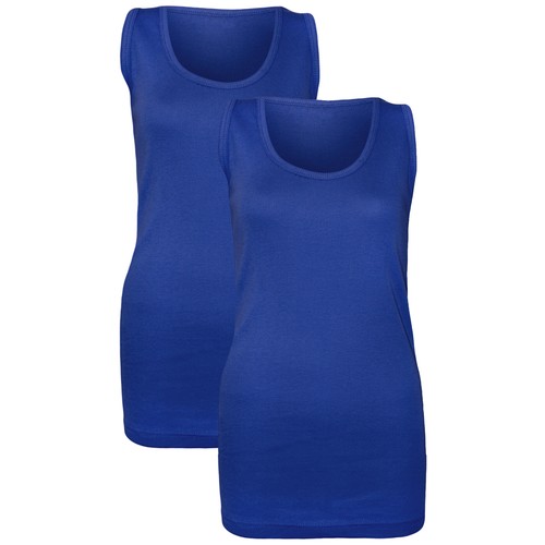 PACK OF 2 NEW WOMEN LADIES CASUAL PLAIN SUMMER STRETCHY RIBBED TOP T SHIRT VEST - Picture 8 of 25