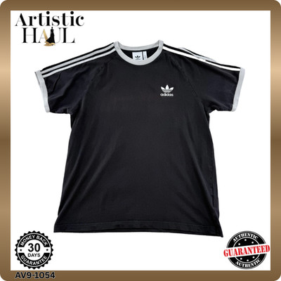 Adidas T-Shirt schwarz gestreift 3-Streifen Kurzarm Rundhals Unisex