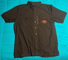 Harley-Davidson Mens Short-Sleeve Button-Up Shirt Logo & Patriotic Back USA Made