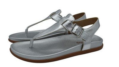 Blondo Womens Size 7.5 Niomi Ankle Strap Metallic Silver Leather Sandals Shoes