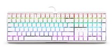WHITE W/MX RED - CHERRY WIRED MECHANICAL GAMING KEYBOARD. ALUMINUM HOUSING BUILT