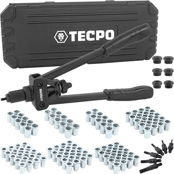 Tecpo Nietmutterzangen SET Nietzange + 240 Nietmuttern Nieten M3 M4 M5 M6 M8 M10-image