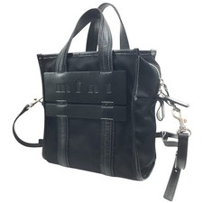 mfnt Camille Black Logo Nylon Combination Hand Shoulder Bag