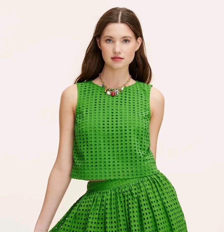 NEW Kate Spade New York x Target XS Eyelet Shell Tank Top Green X-Small NWT
