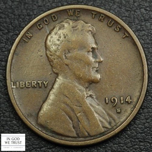 1914 S Lincoln Wheat Copper Cent 1C