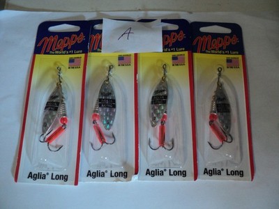 4 - MEPPS AGLIA LONG SPINNERS 1/4 OZ (SILVER BLADES) NIP LOT A