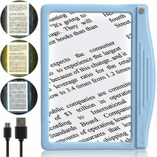 5X Rechargeable Large Ultra Bright LED Page Magnifier with Anti-Glare Lens  3 C