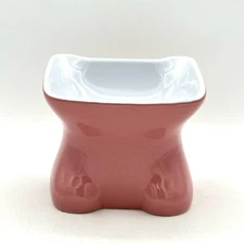 Whisker City Ceramic Cat Bowl Pink Kitty Tail Raised 4 X 4.5 Inch Bowl