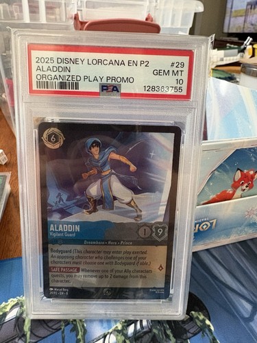 2025 DISNEY LORCANA #29 ALADDIN ORGANIZED PLAY PROMO PSA 10